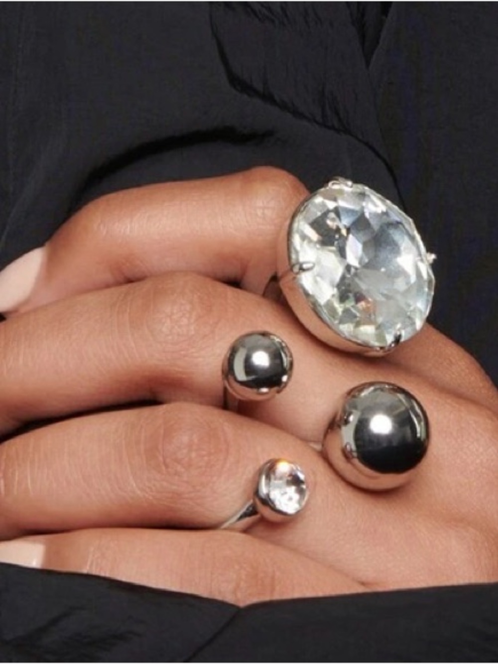 Area Crystal-embellished ring